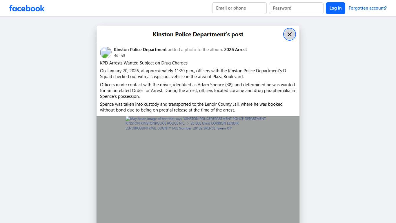 KPD Arrests Wanted Subject on... - Kinston Police Department Facebook